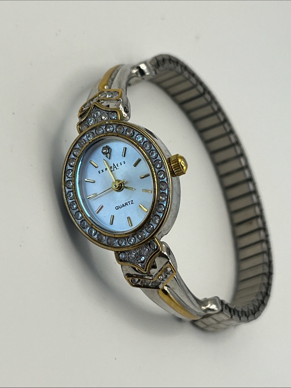 VTG LA Express Two-Tone Silver and Gold Crystal Ladies Bracelet Watch